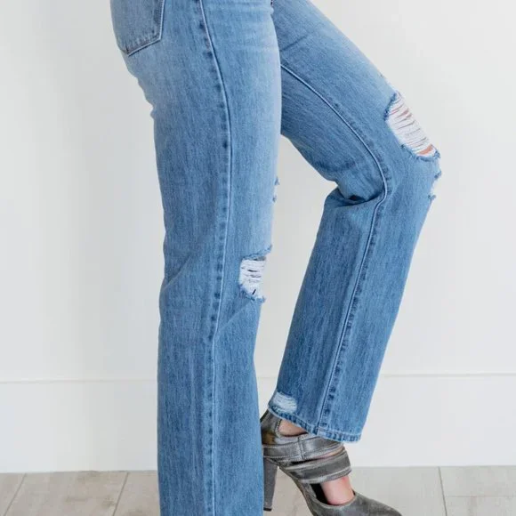 Kancan Now You're Talking Distressed Straight Leg Jeans - Picture 5 of 8